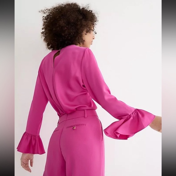 NWT J Crew BM976 Women S Tall Winter Garden Ruffle Sleeve Top Soft Azalea Pink - Picture 4 of 7
